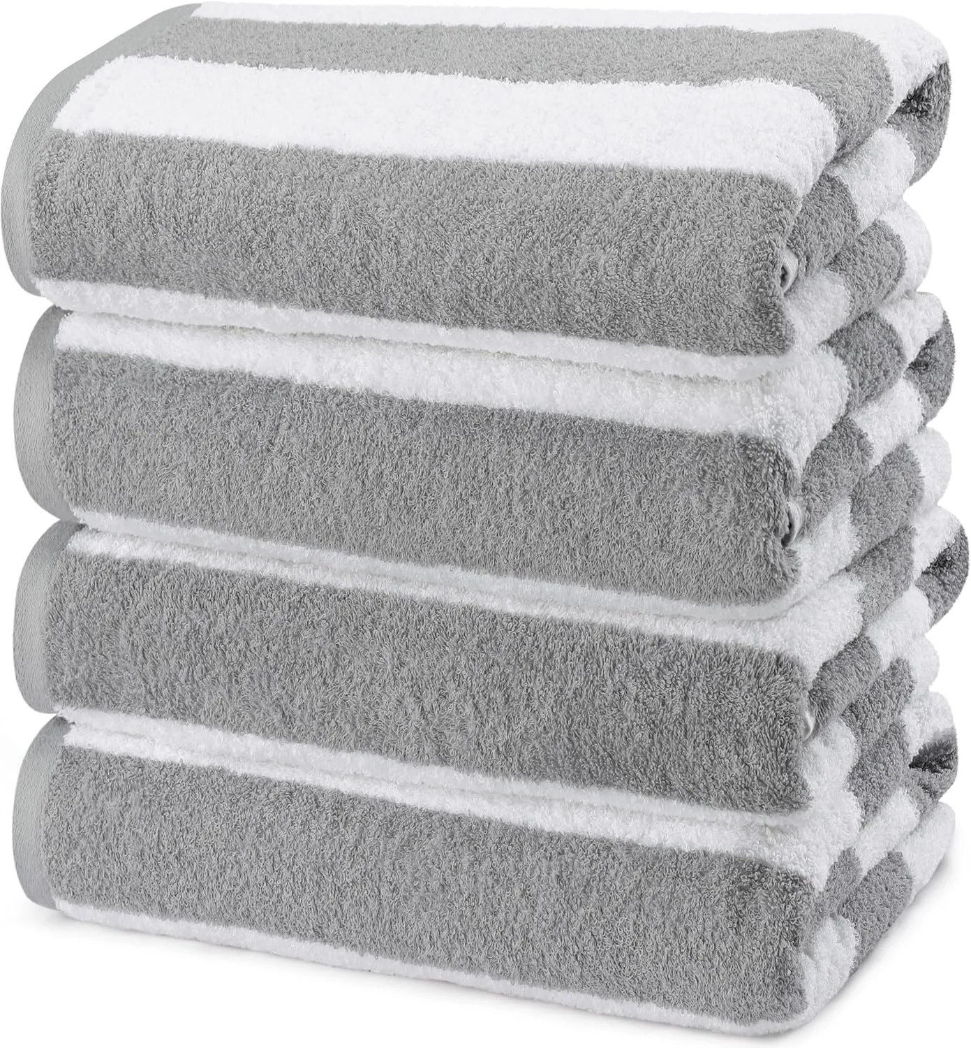 Utopia Towels Cabana Stripe Beach Towels, 30 x 60 Inches - Large Pool Towels (Bulk Pack of 24, Grey)