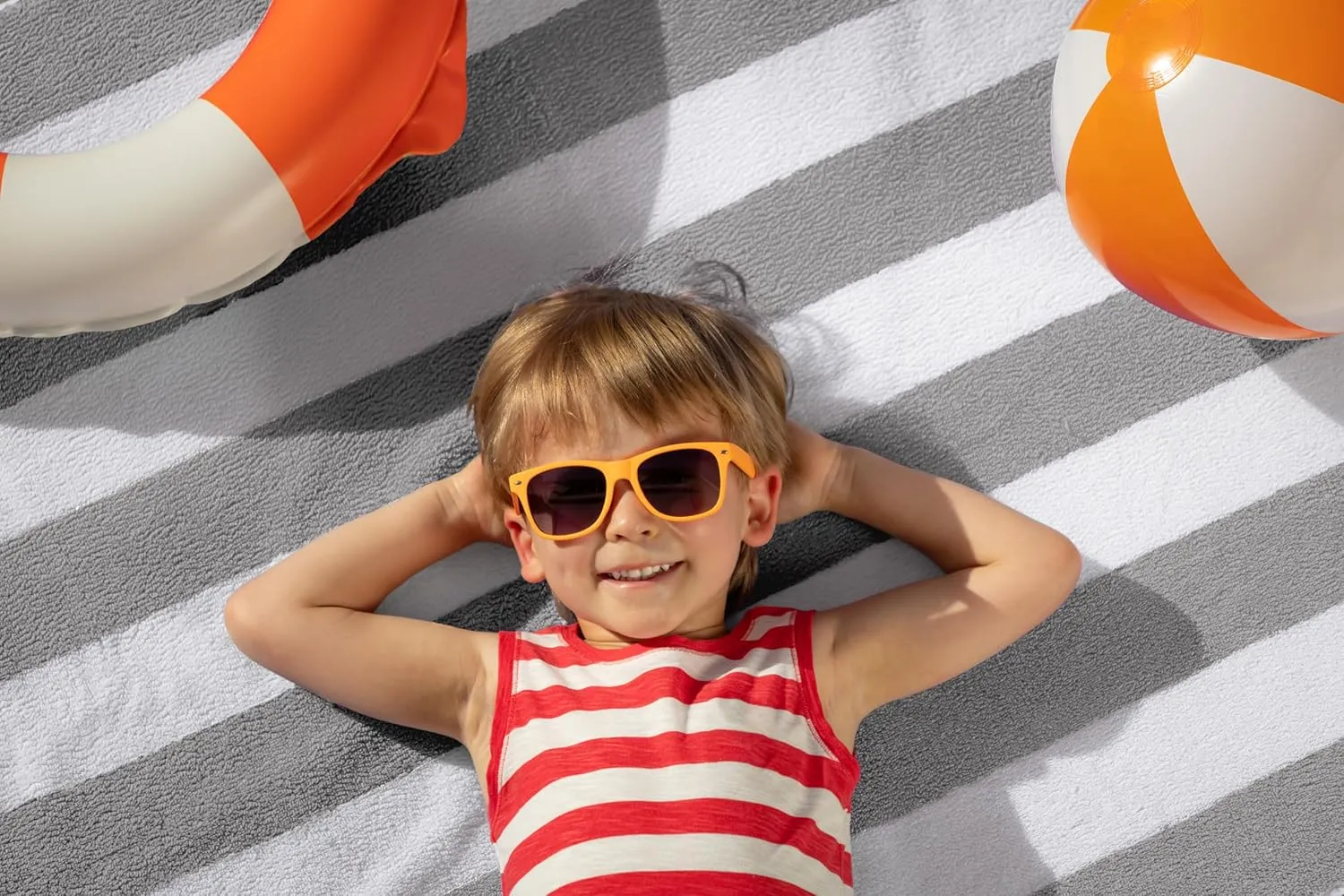 Utopia Towels Cabana Stripe Beach Towels, 30 x 60 Inches - Large Pool Towels (Bulk Pack of 24, Grey)