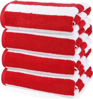 Utopia Towels Cabana Stripe Beach Towels - 30 x 60 Inches - RED Pack of 24