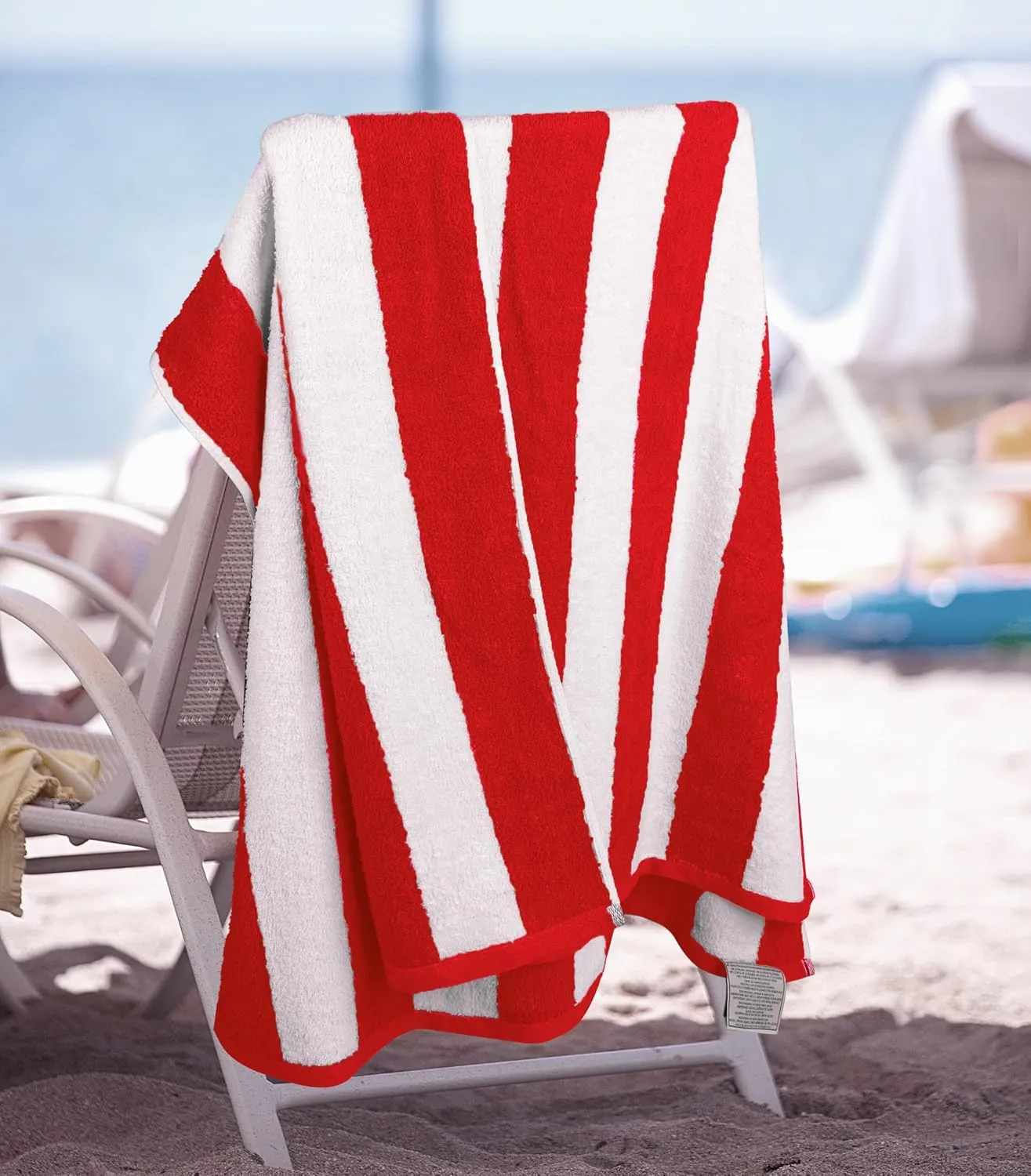 Utopia Towels Cabana Stripe Beach Towels - 30 x 60 Inches - RED Pack of 24