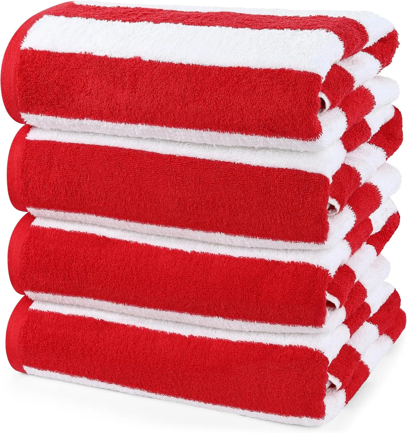 Utopia Towels Cabana Stripe Beach Towels - 30 x 60 Inches - RED Pack of 24