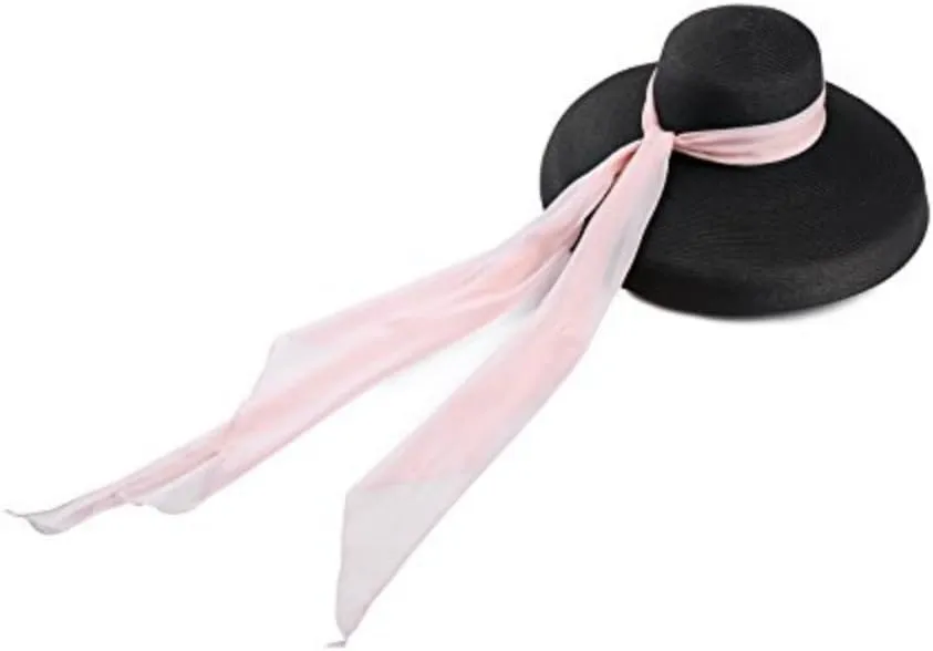 Utopiat MIU Oversized Straw Holiday Black Hat W/Silk Scarf Inspired by BAT's