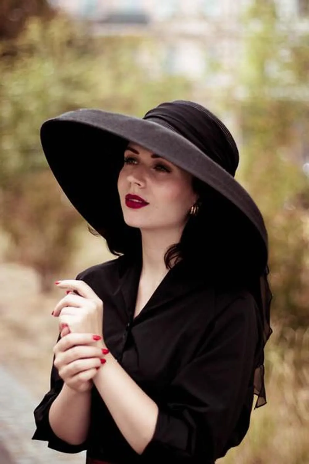 Utopiat MIU Oversized Straw Holiday Black Hat W/Silk Scarf Inspired by BAT's