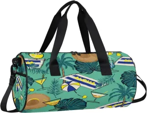 Vacation Palm Juice Travel Gym Bag Waterproof Sport Dance Bag for Women Men Portable Gymnastics Duffel Bags Canvas Tote Carry on Handbag for Workout Overnight Weekender