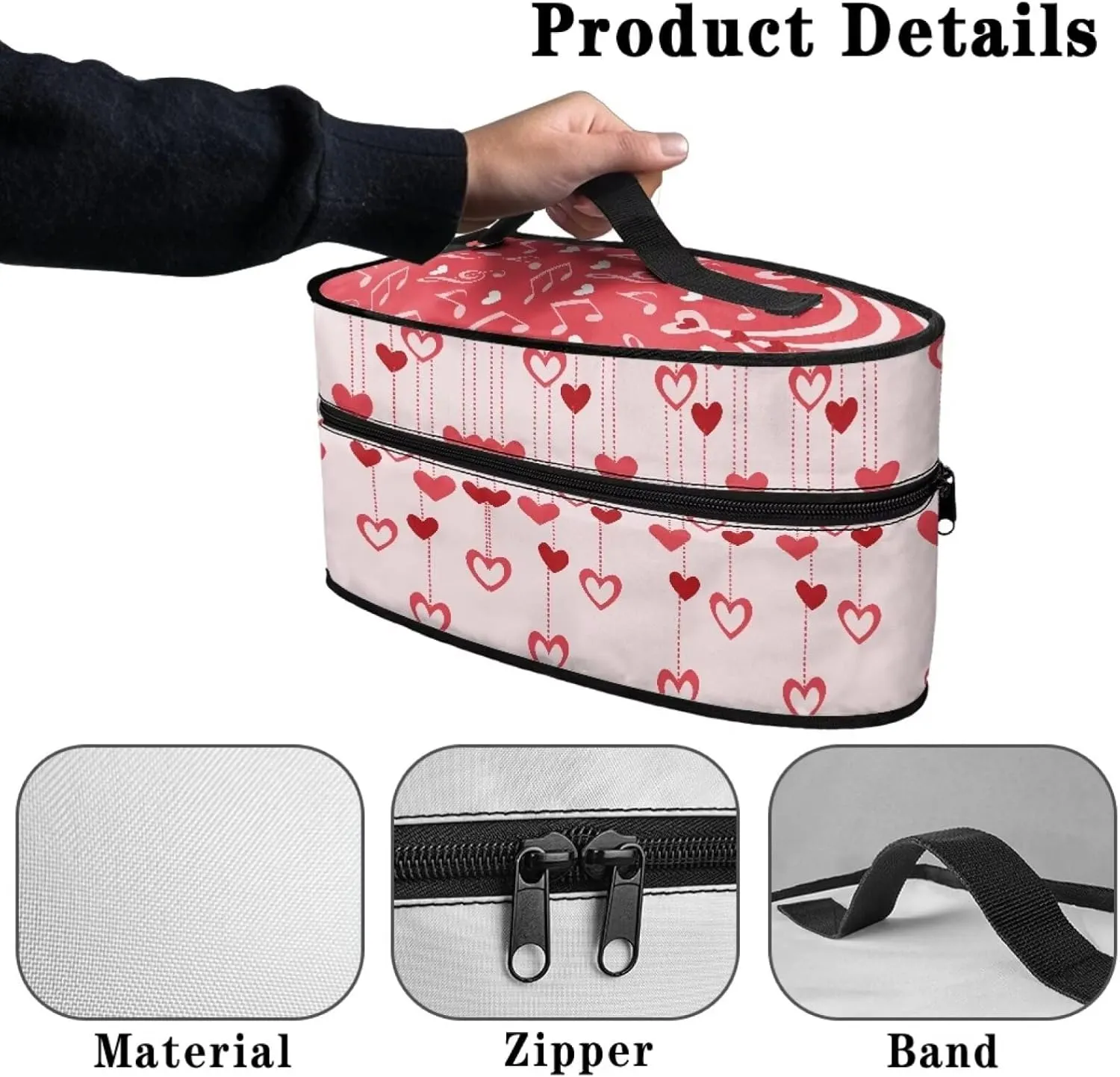 Valentines Day Love Note Steam Iron Storage Bag with Zipper Closure Reusable Foldable Steam Iron Storage Case Fits for Accessories Travel Irons