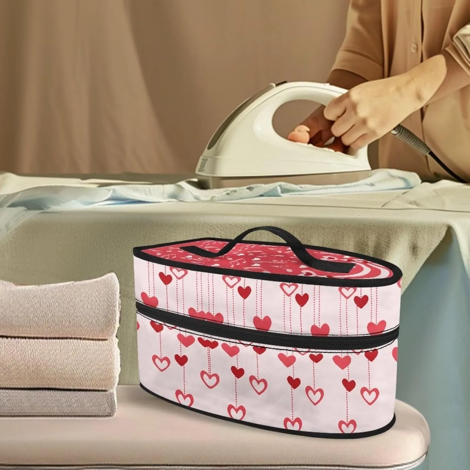 Valentines Day Love Note Steam Iron Storage Bag with Zipper Closure Reusable Foldable Steam Iron Storage Case Fits for Accessories Travel Irons