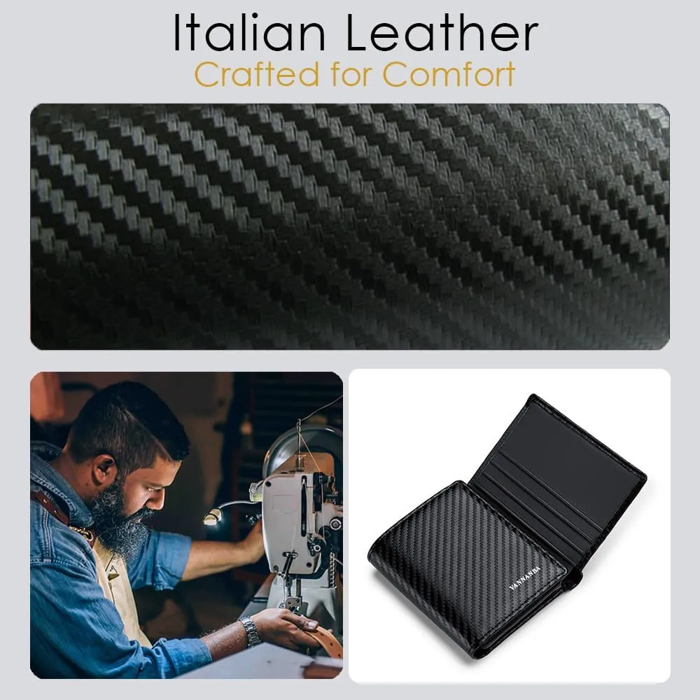 VANNANBA 2023 New Mens Trifold Leather Wallet with Folded ID Windows,12 Card Slots & 2 Note pockets(carbon black)