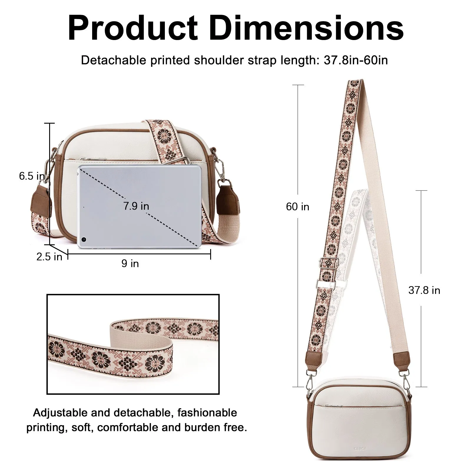 Vegan Leather Crossbody Bags for Women Trendy with Adjustable Wide Strap