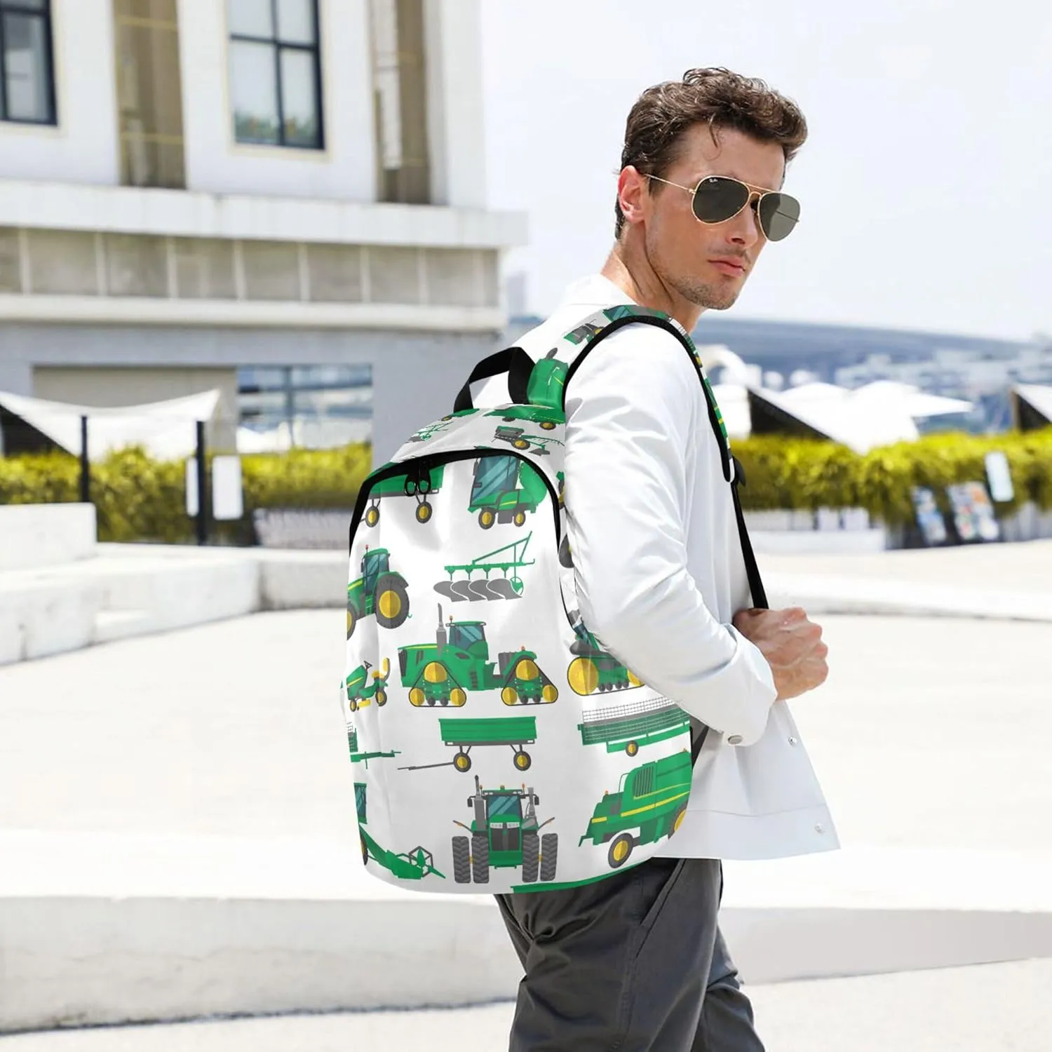 Vehicles Tractor Trailers Laptop Backpack Travel Hiking Camping Work Computer Back Packs Book Bags for Men Women
