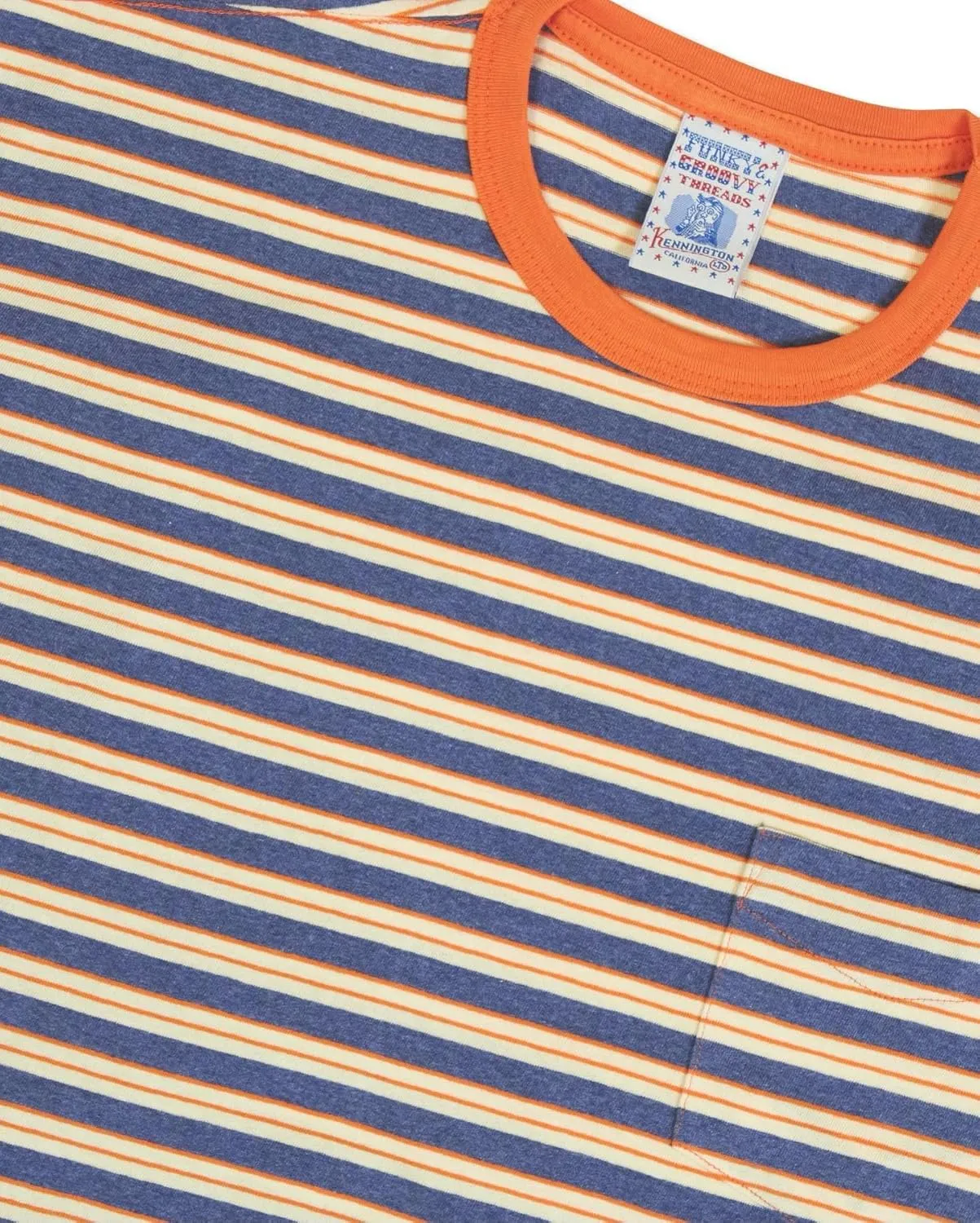 Vintage 60's Recycled Surf Stripe Pocket Tee | 100% Recycled Cotton Poly Blend |