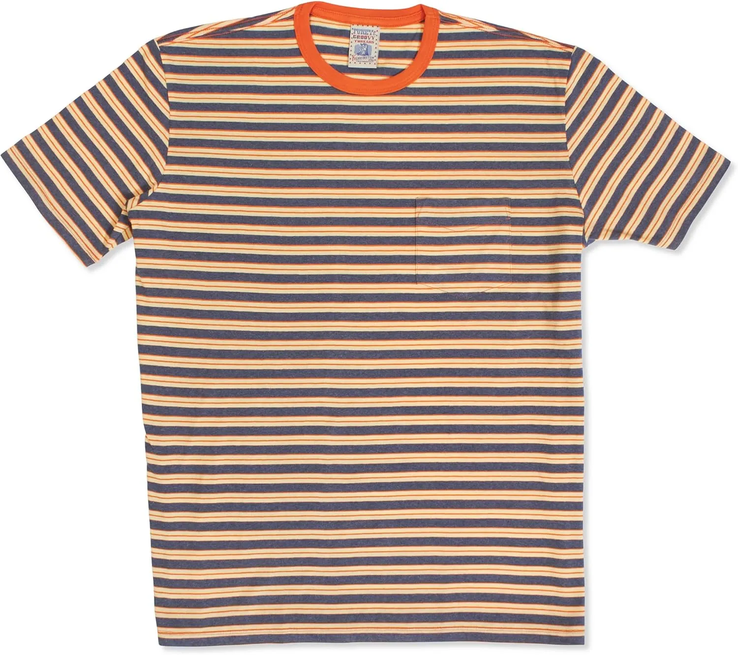 Vintage 60's Recycled Surf Stripe Pocket Tee | 100% Recycled Cotton Poly Blend |