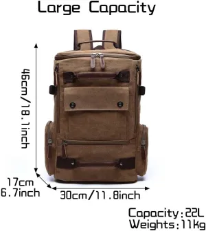 Vintage Canvas Backpack Casual Travel Rucksack 15.6inch Laptop Daypacks Hiking Camping Backpack