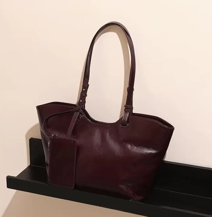 Vintage Large Capacity Genuine leather Shoulder Tote Bag