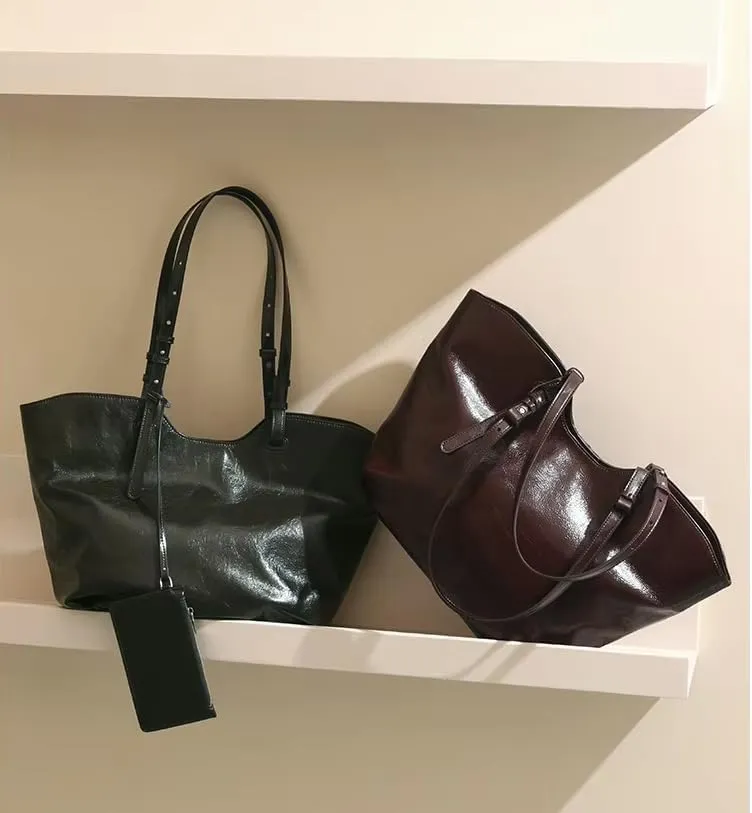 Vintage Large Capacity Genuine leather Shoulder Tote Bag