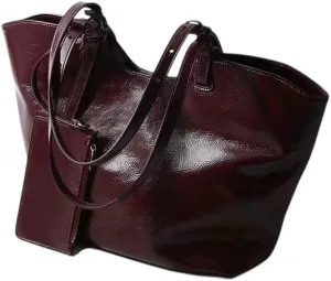 Vintage Large Capacity Genuine leather Shoulder Tote Bag