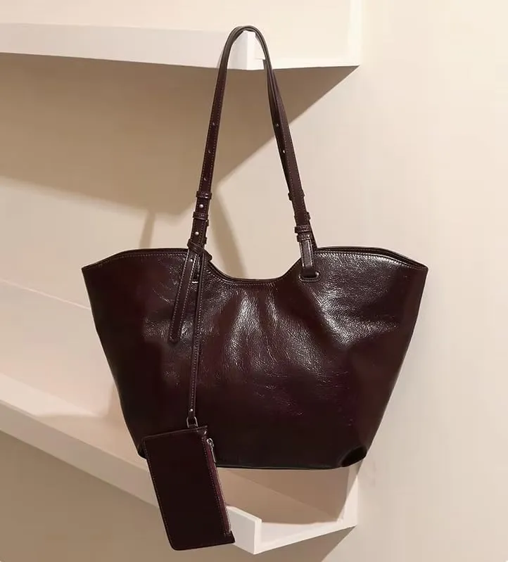 Vintage Large Capacity Genuine leather Shoulder Tote Bag