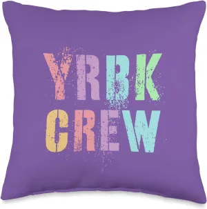 Vintage YRBK Crew Literary Club School Yearbook Publication Throw Pillow, 16x16, Multicolor