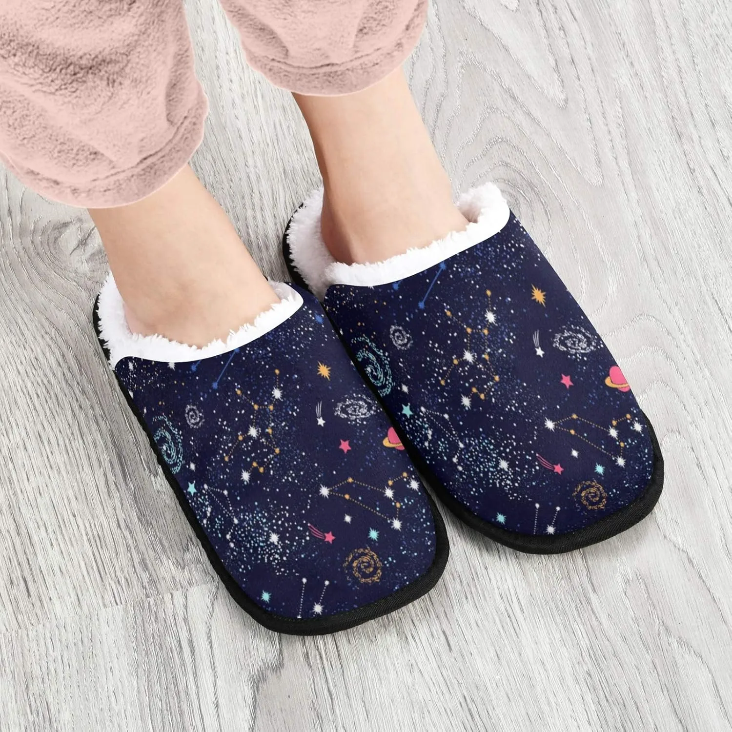 visesunny Slippers for Women Mens Stylish Foral Winter Warm Memory Foam Cotton Home Slippers Soft Plush Fleece Slip on House Slippers Unisex Indoor Outdoor Shoes