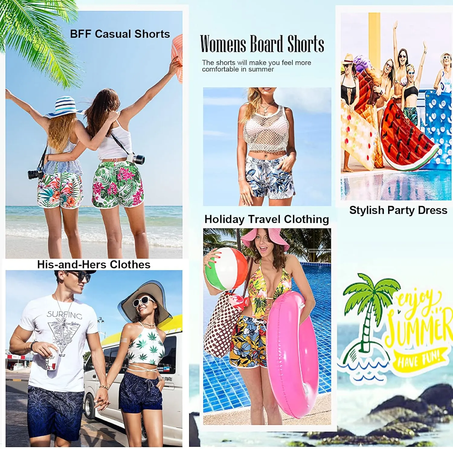 visesunny Women Summer Floral Beach Boardshorts with Pockets Swim Trunks Quick Dry Sports Summer Bottom