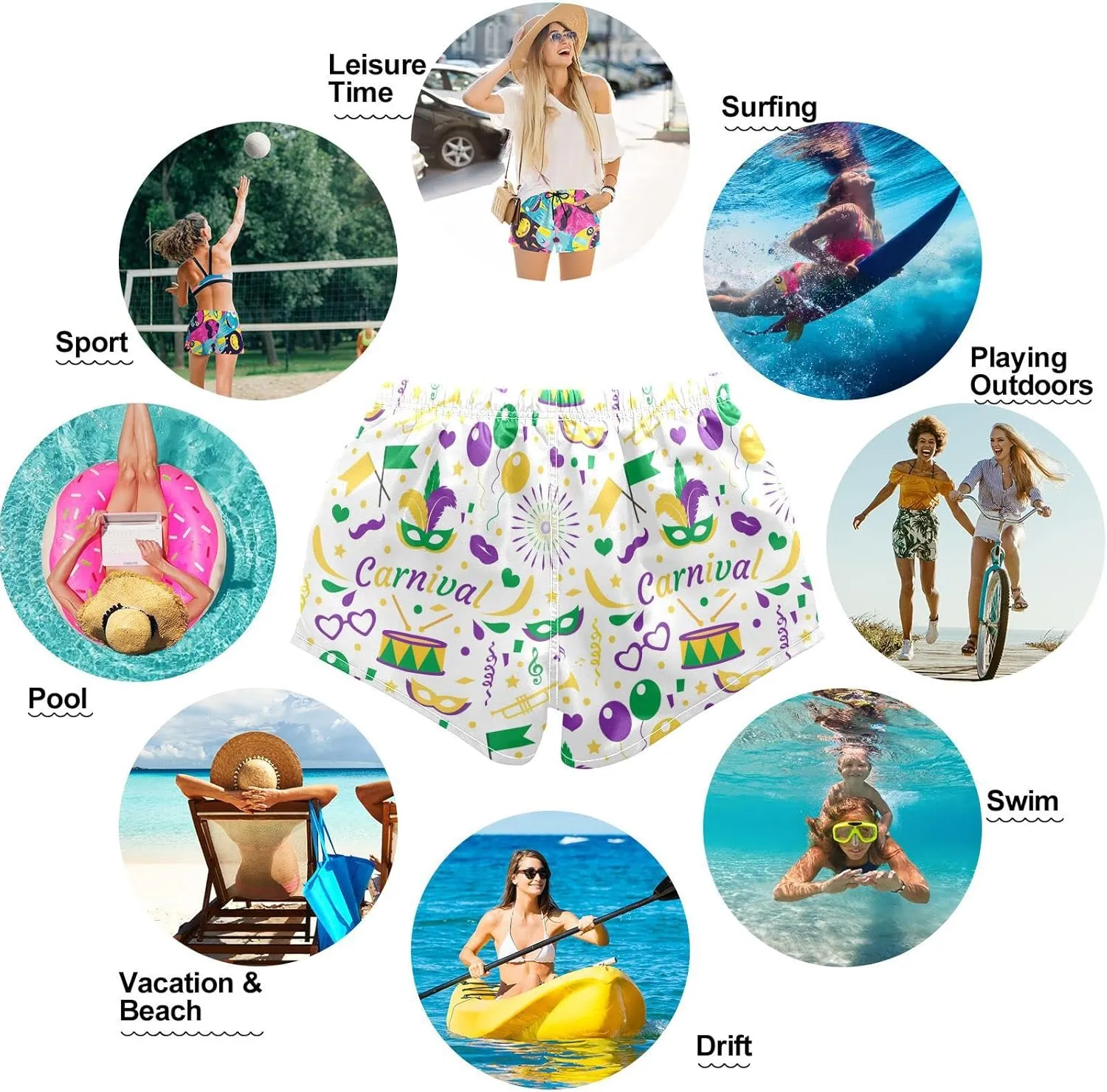 visesunny Women Summer Floral Beach Boardshorts with Pockets Swim Trunks Quick Dry Sports Summer Bottom