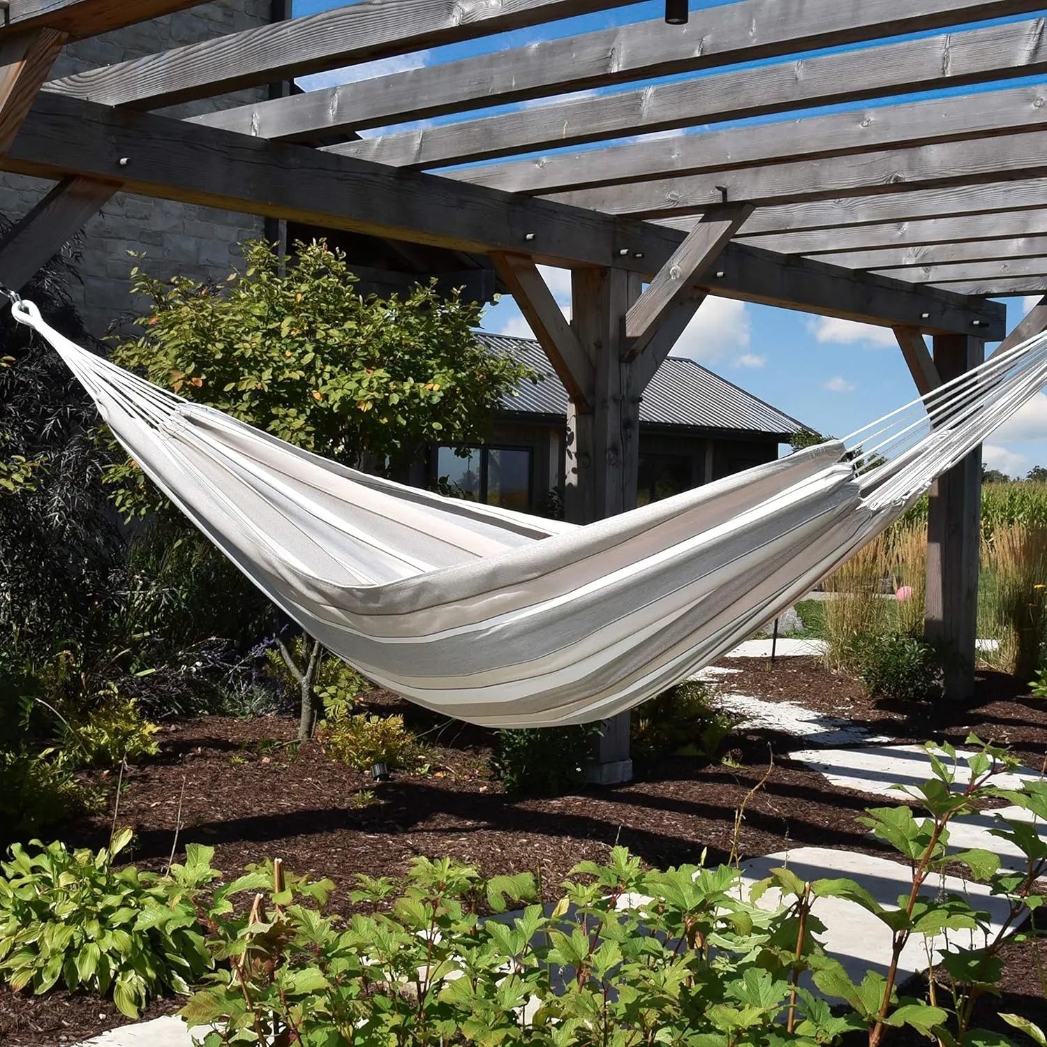 Vivere Double Brazilian Fade and Weather-Resistant Hammock (Dove)