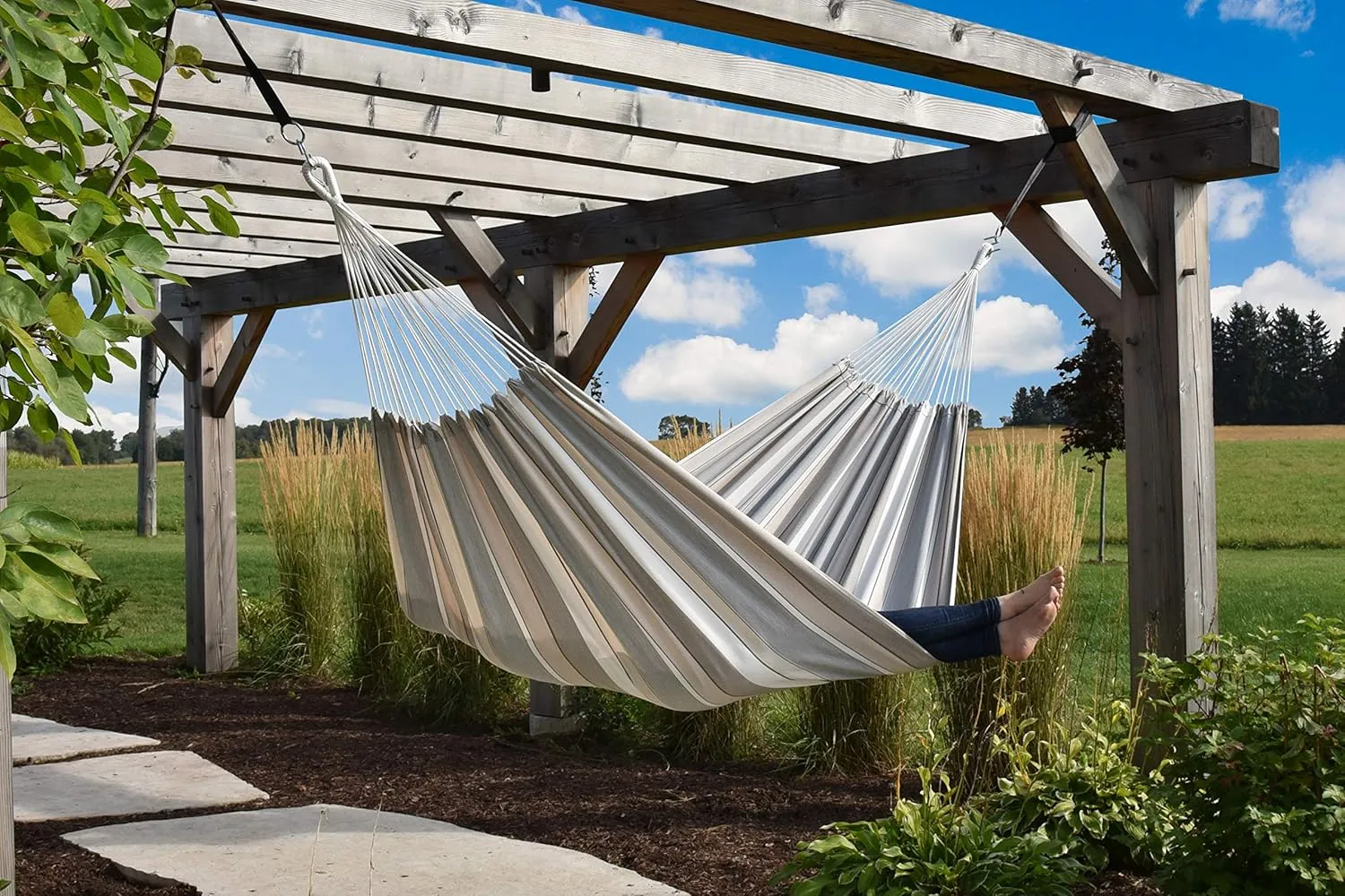 Vivere Double Brazilian Fade and Weather-Resistant Hammock (Dove)