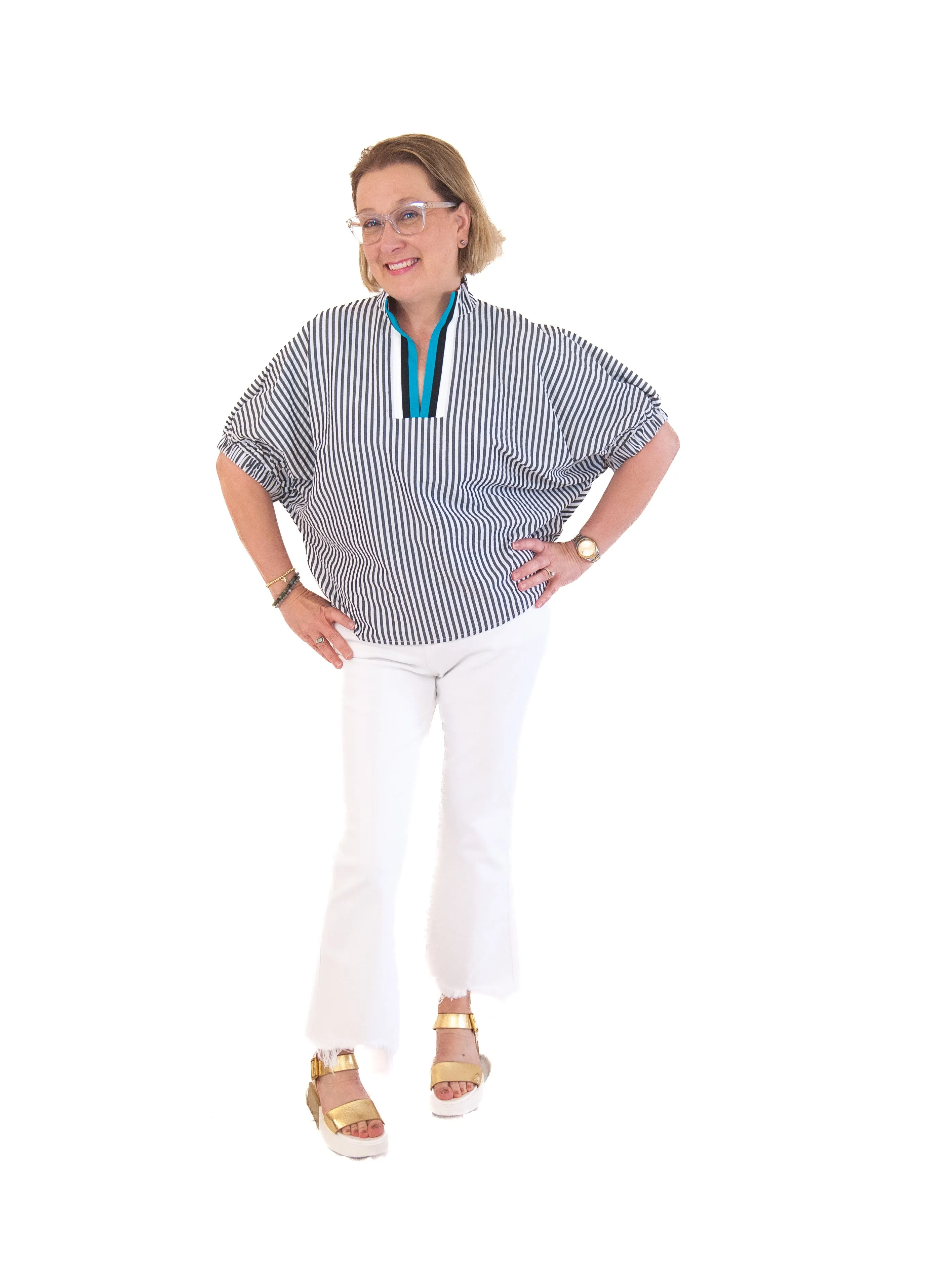 Vivienne Stripe Top (Grey)