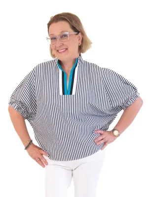 Vivienne Stripe Top (Grey)