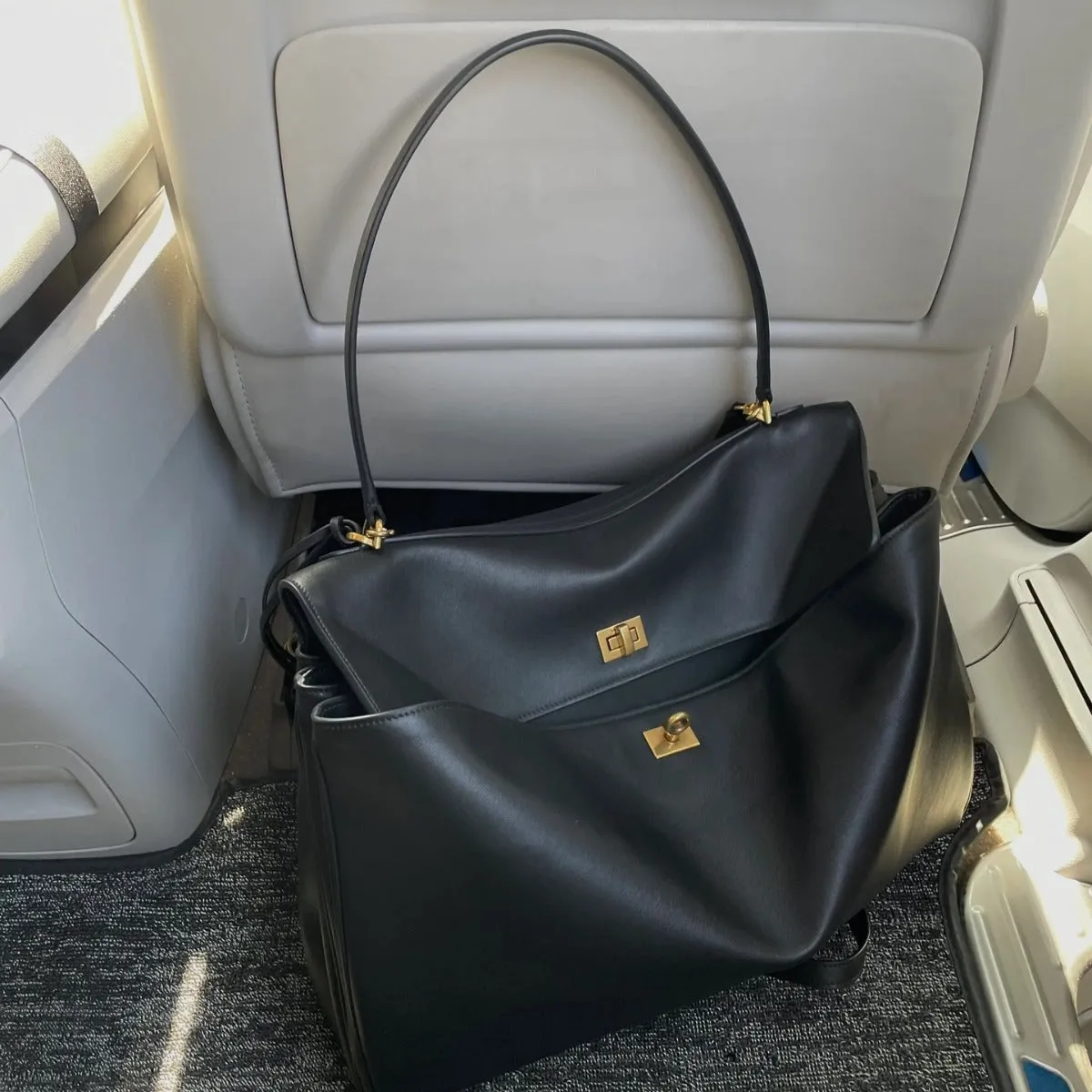 VLOVELAW New Genuine Leather Rodeo Tote Bag Large Capacity Lock Kelly Bag Leisure Commute Shoulder Messenger Bag for Women