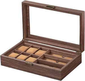 Watch Box Watch Case Watch Display Organizer Watch Eyeglasses Display Case 6 Slots Watch Organizer And 3 Grids Sunglasses Storage Box Watch Organiser Men
