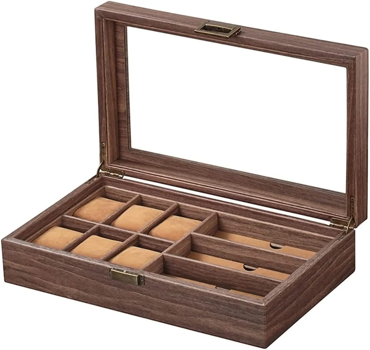 Watch Box Watch Case Watch Display Organizer Watch Eyeglasses Display Case 6 Slots Watch Organizer And 3 Grids Sunglasses Storage Box Watch Organiser Men