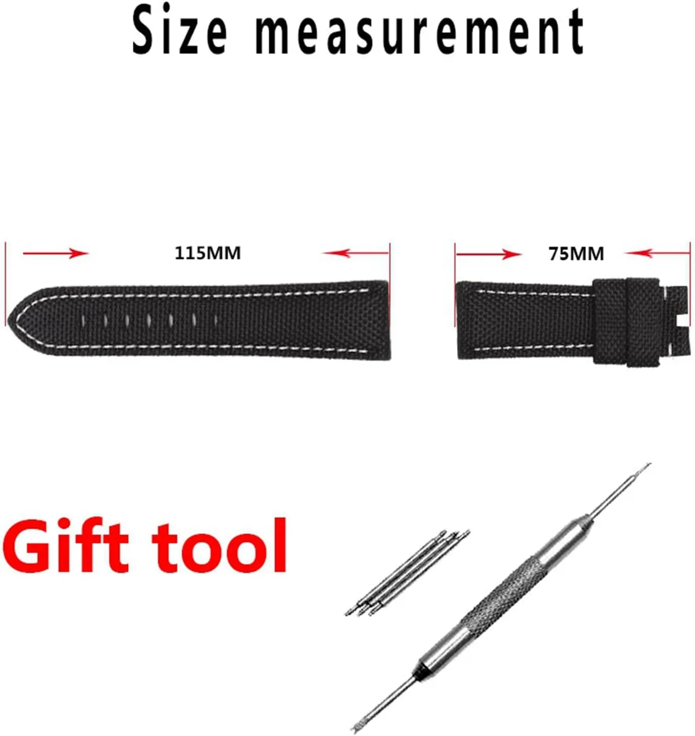 Watch Straps,Watch Wristband,20/22/24/26mm Men Sports Replacement Watchbands Nylon and Leather Splicing Design Wristband with Stainless Steel Pin Clasp