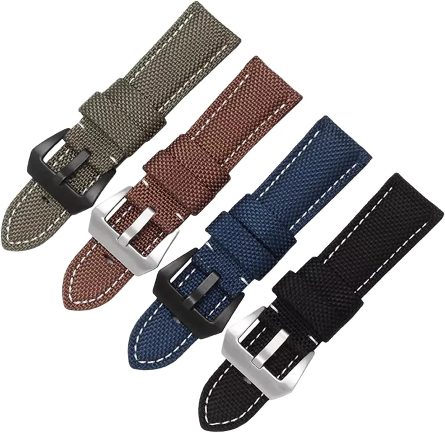 Watch Straps,Watch Wristband,20/22/24/26mm Men Sports Replacement Watchbands Nylon and Leather Splicing Design Wristband with Stainless Steel Pin Clasp