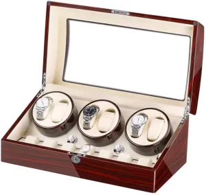 Watch Winder Box for 6 Automatic Watches   7 Storage Quiet Motor Wood Shell Piano Paint Exterior Large Capacity Accessories
