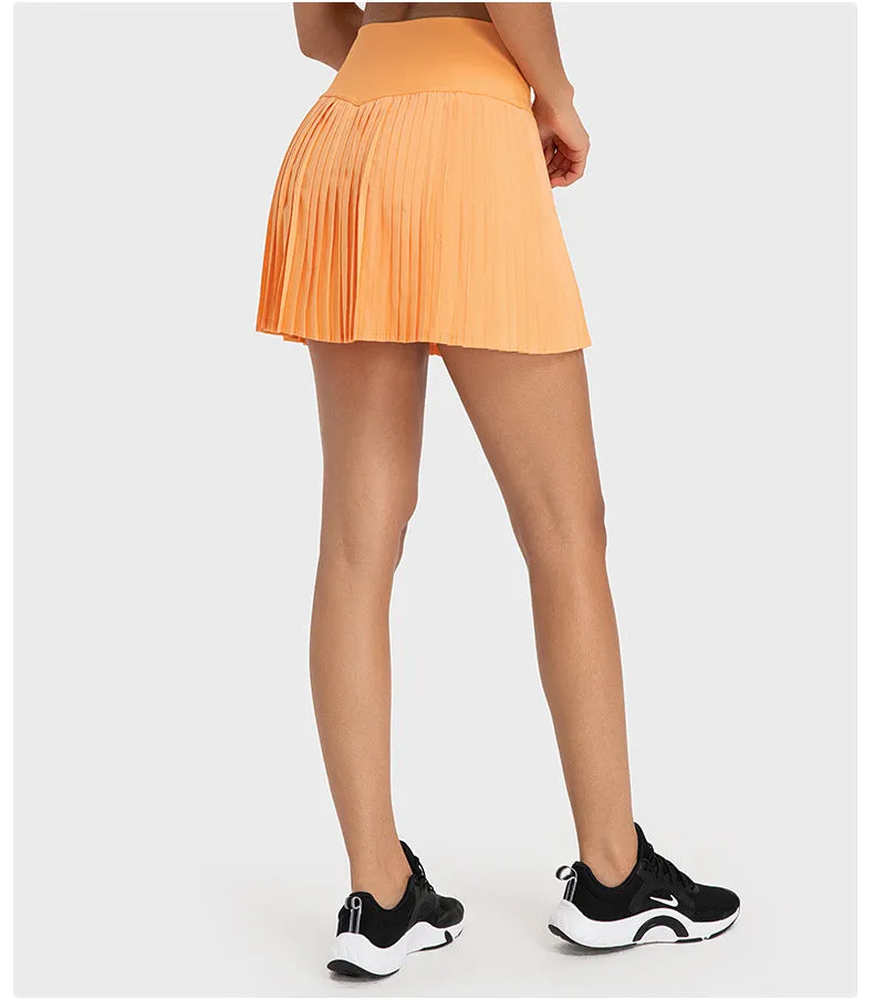 Water-Cooled Pleated Tennis Skort: Built-In Shorts, Quick-Dry & Comfy
