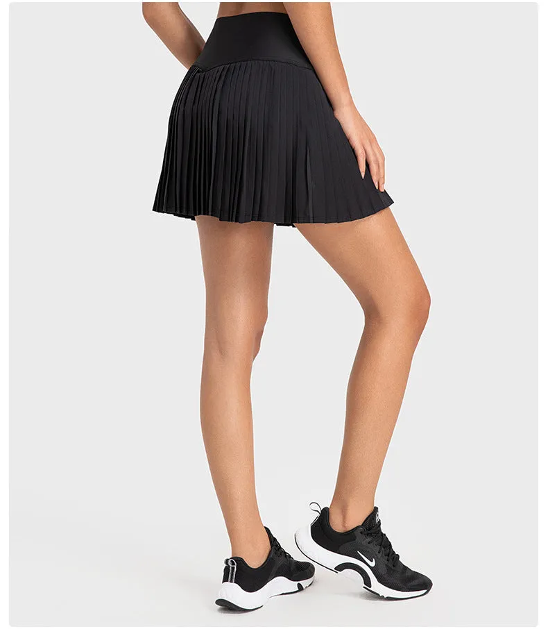 Water-Cooled Pleated Tennis Skort: Built-In Shorts, Quick-Dry & Comfy