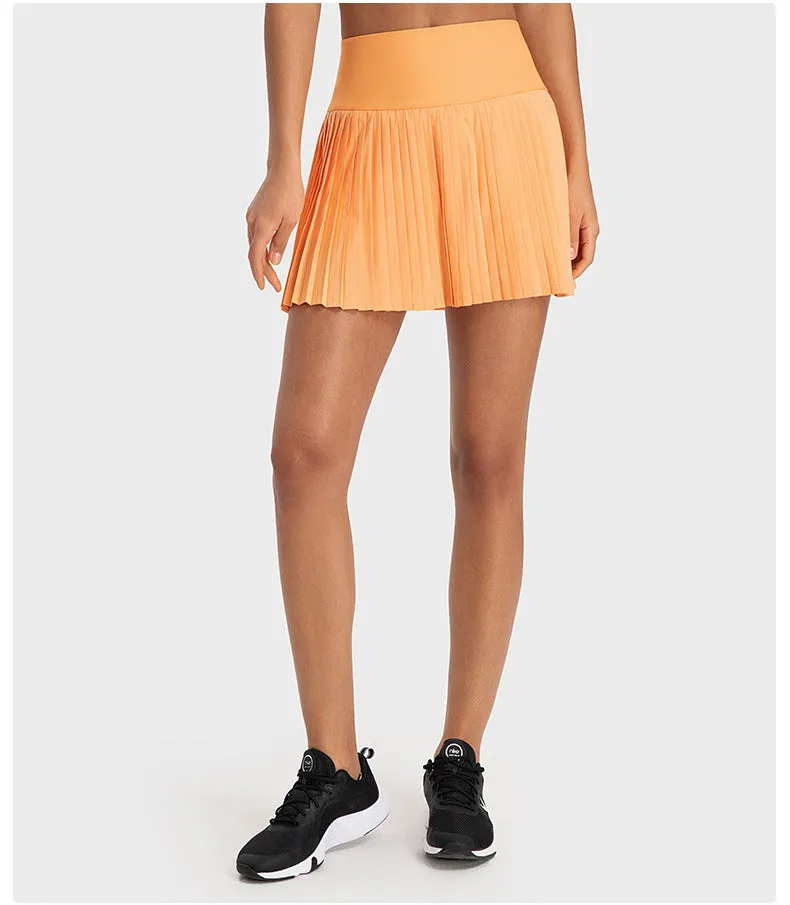 Water-Cooled Pleated Tennis Skort: Built-In Shorts, Quick-Dry & Comfy