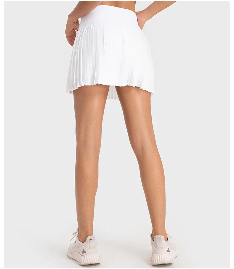 Water-Cooled Pleated Tennis Skort: Built-In Shorts, Quick-Dry & Comfy