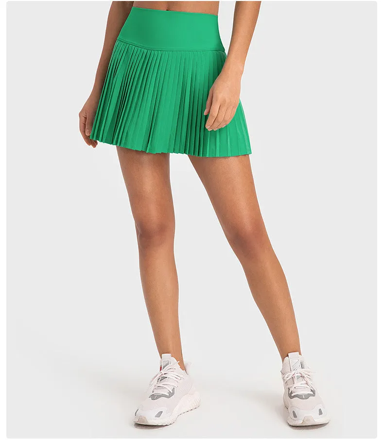 Water-Cooled Pleated Tennis Skort: Built-In Shorts, Quick-Dry & Comfy