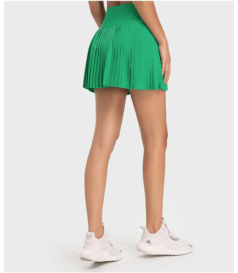 Water-Cooled Pleated Tennis Skort: Built-In Shorts, Quick-Dry & Comfy