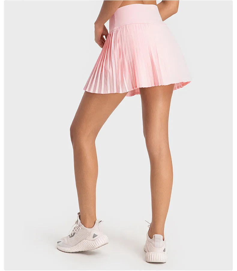 Water-Cooled Pleated Tennis Skort: Built-In Shorts, Quick-Dry & Comfy