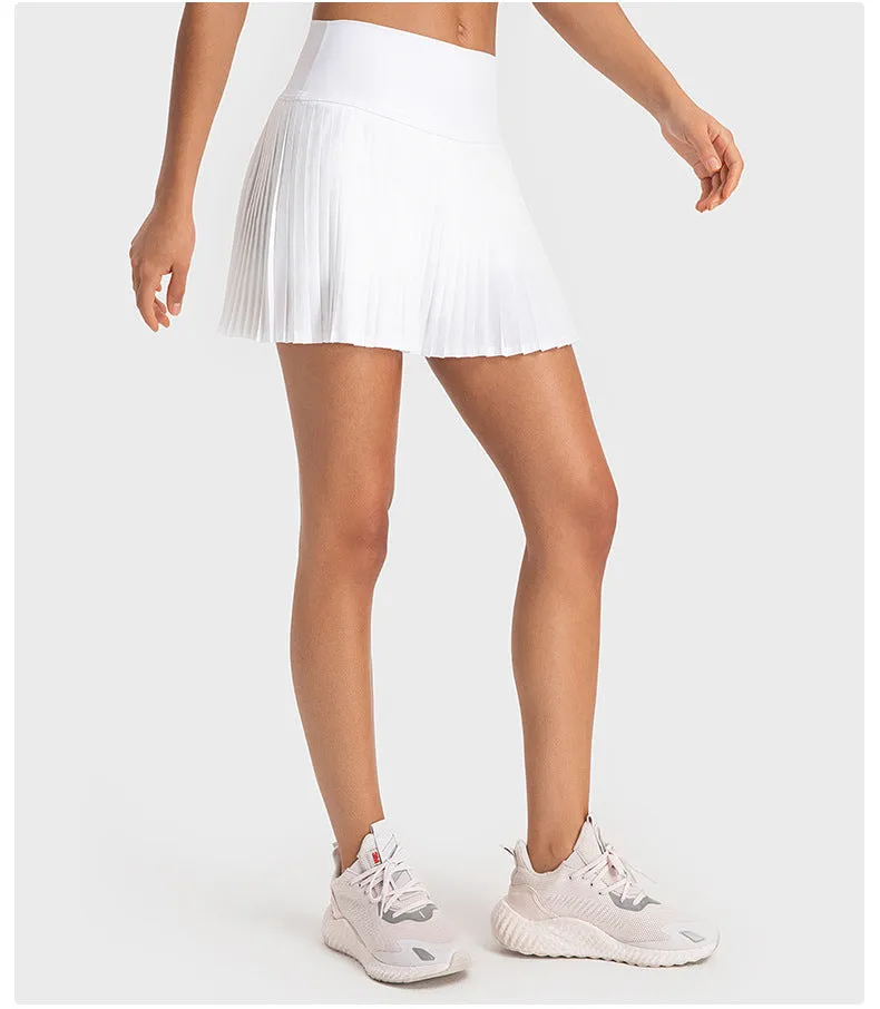 Water-Cooled Pleated Tennis Skort: Built-In Shorts, Quick-Dry & Comfy