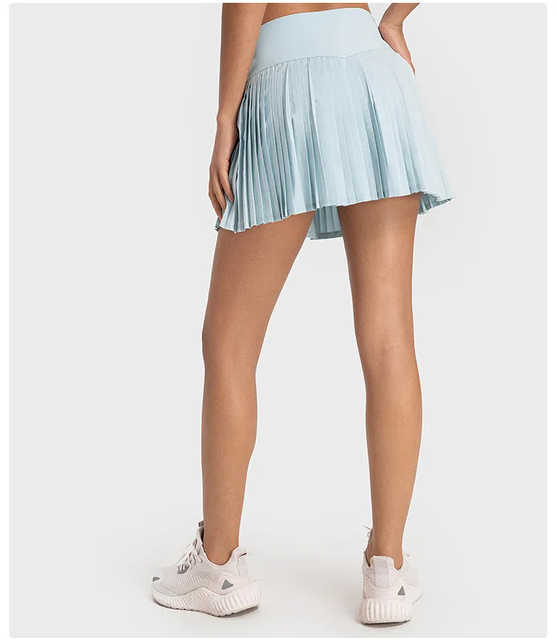 Water-Cooled Pleated Tennis Skort: Built-In Shorts, Quick-Dry & Comfy