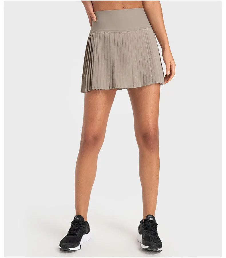 Water-Cooled Pleated Tennis Skort: Built-In Shorts, Quick-Dry & Comfy