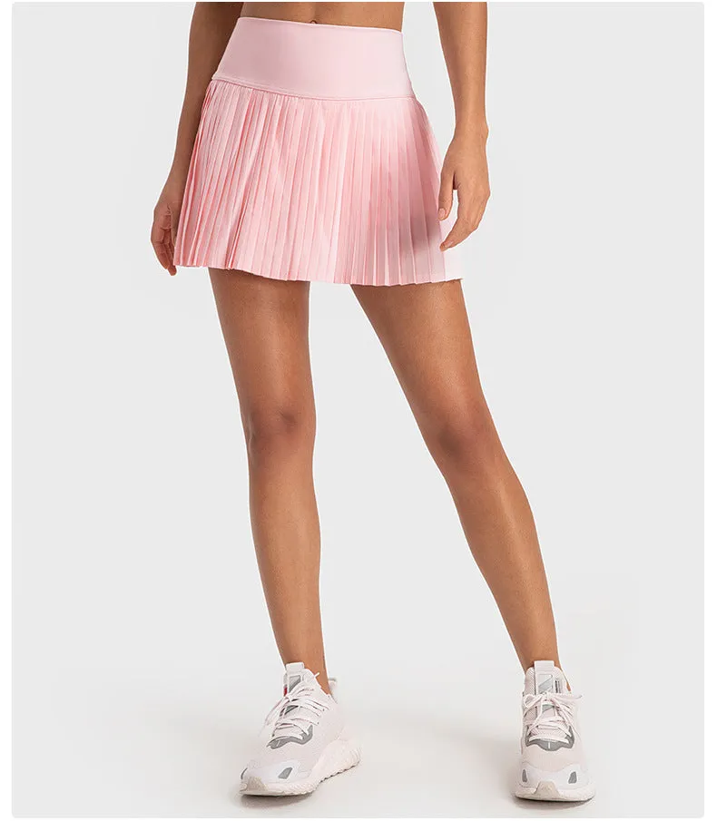 Water-Cooled Pleated Tennis Skort: Built-In Shorts, Quick-Dry & Comfy