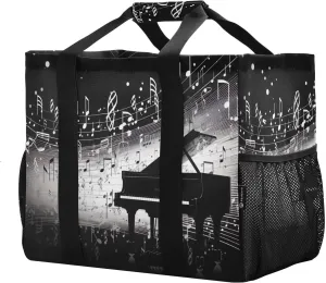 Watercolor Music Notes Piano Foldable Travel Duffel Bag for Men Women Waterproof Weekender Overnight Carry On Tote Bag with Comfortable Handle Hospital Bag for Hospital Airplane Business Trips Sport
