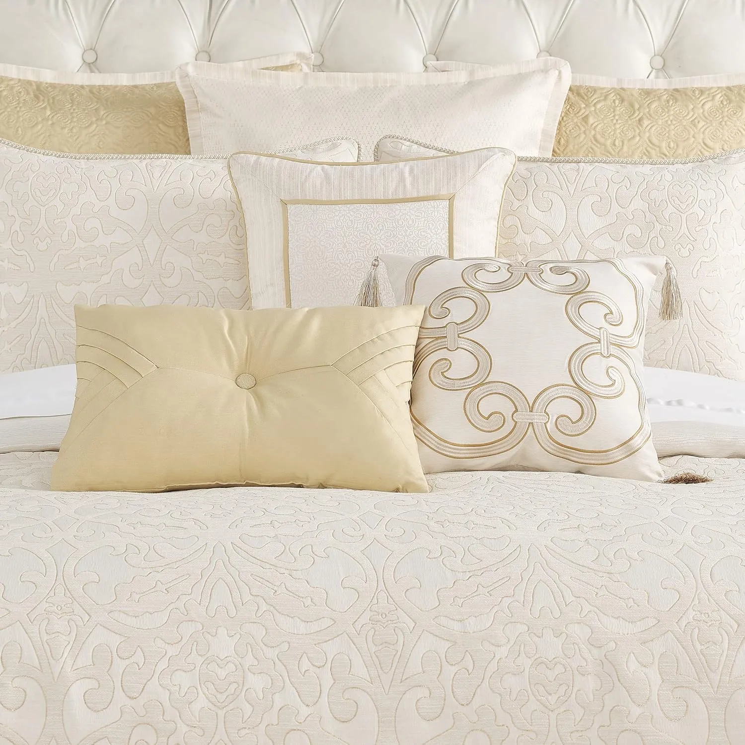 Waterford Valetta 6PC. King Comforter Set, Ivory