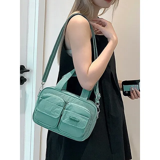 Waterproof and Lightweight Women's Multi-Pocket Crossbody Handbag with Adjustable Strap – Stylish and Functional Tote Bag in Various Colors, Ideal for Everyday Use Yellow Black White