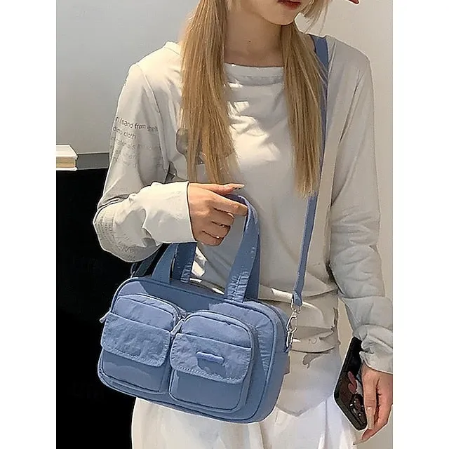 Waterproof and Lightweight Women's Multi-Pocket Crossbody Handbag with Adjustable Strap – Stylish and Functional Tote Bag in Various Colors, Ideal for Everyday Use Yellow Black White