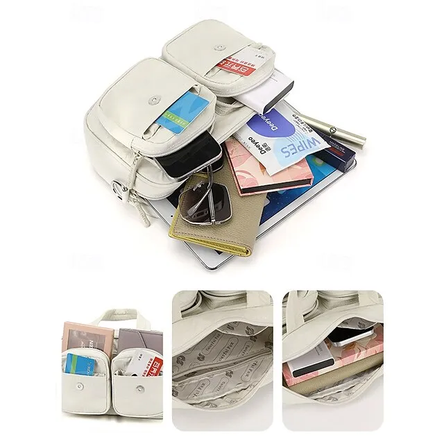 Waterproof and Lightweight Women's Multi-Pocket Crossbody Handbag with Adjustable Strap – Stylish and Functional Tote Bag in Various Colors, Ideal for Everyday Use Yellow Black White